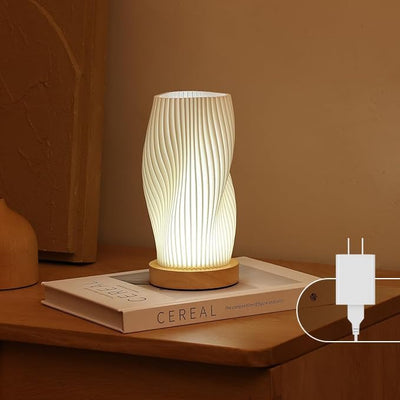 Bedside Lamp with Woodbase - Button Control Table Lamp for Bedroom