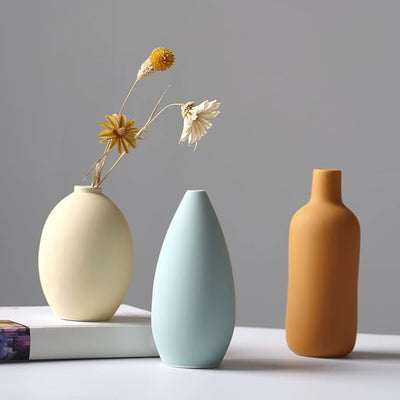 Abbittar Ceramic Vase Set of 3, Flower Vase Minimalism Style