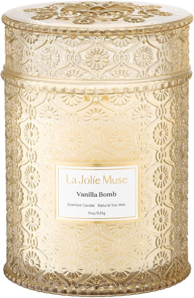 LA JOLIE MUSE Vanilla Candle, Scented Candle Gifts for Men&Women