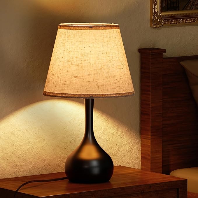 ONEWISH Touch Bedside Lamp for Bedroom, Farmhouse Table Lamps