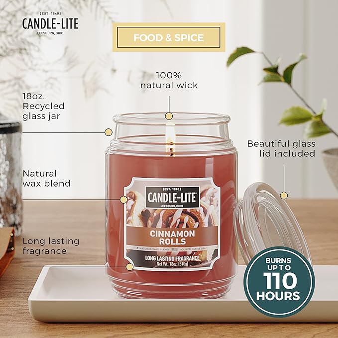 Candle-lite Scented Candles, Cinnamon Pecan Swirl Fragrance, One 18 oz.