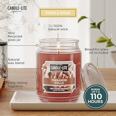 Candle-lite Scented Candles, Cinnamon Pecan Swirl Fragrance, One 18 oz.