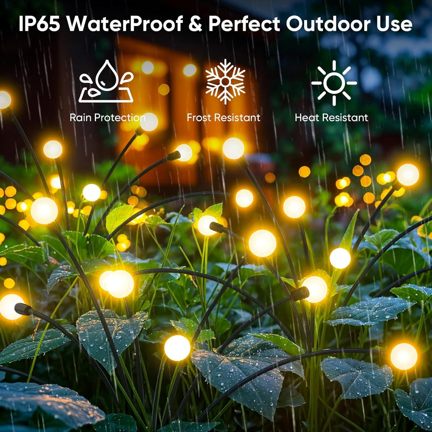 Solar Lights Outdoor Garden Decor: 4 Pack 32 LED Firefly Solar Outdoor Lights