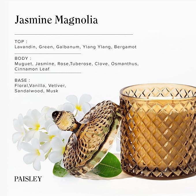 Large Wood Wick Jasmine Magnolia Scented Candles,Soy Wax Candle for Home