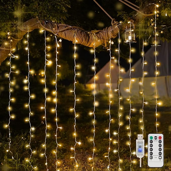 200 Led Hanging String Lights Outdoor, Fairy Curtain Lights Indoor for Christmas