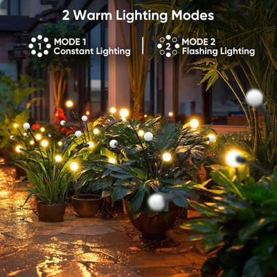 Solar Lights Outdoor Garden Decor: 4 Pack 32 LED Firefly Solar Outdoor Lights