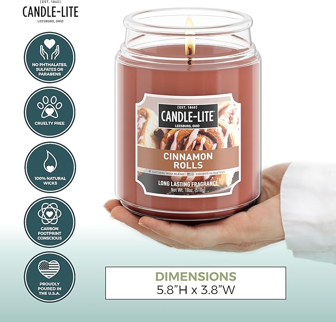 Candle-lite Scented Candles, Cinnamon Pecan Swirl Fragrance, One 18 oz.