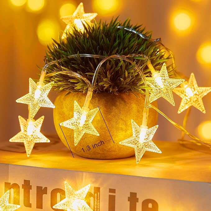 Minetom Star String Lights Battery Operated - 17 ft 50 LED Star Fairy String Lights