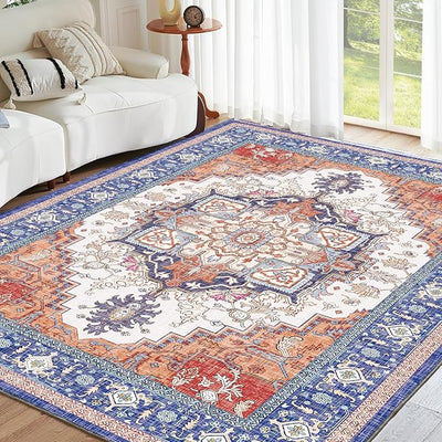 ROCYJULIN 5x7 Area Rugs for Living Room, Low-Pile Faux Wool 5 x 7 Rug